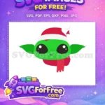 Free Green Alien Santa Hat Free Red Scarf Christmas Free SVG - Instant Download