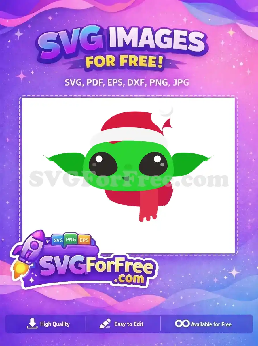 Free Green Alien Santa Hat Free Red Scarf Christmas Free SVG