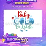 Free Red Baby Text Free Blue Snowflake It's Cold Free SVG - Instant Download