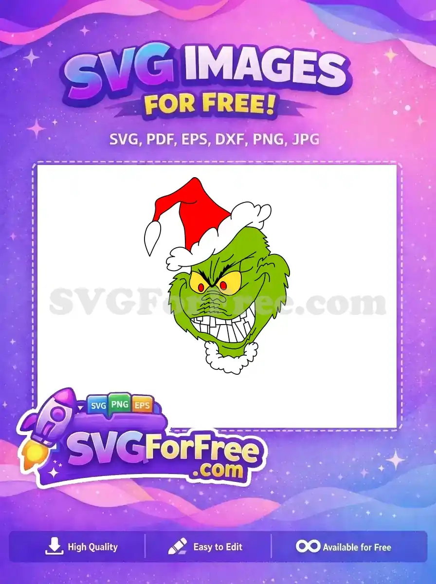 Free Grinchy Smile Free Red Hat The Grinch Free SVG 1