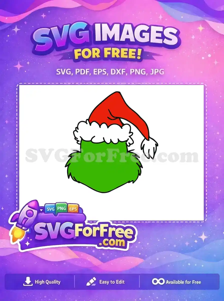 Free Green Grinch Face Free Santa Hat Christmas Free SVG