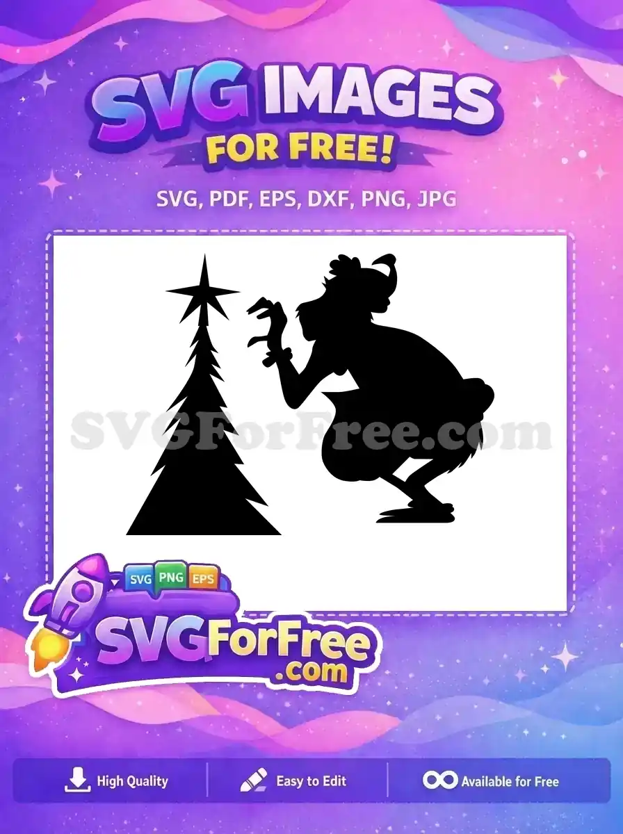 Free Black Silhouette Grinch Free Stealing Christmas Tree Free SVG