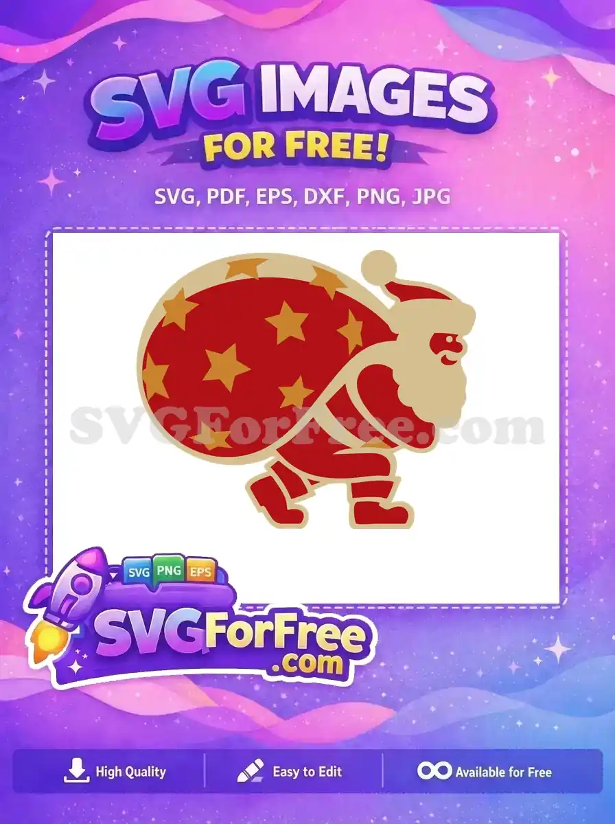 Free Santa Big Sack Free Gold Stars Christmas Free SVG