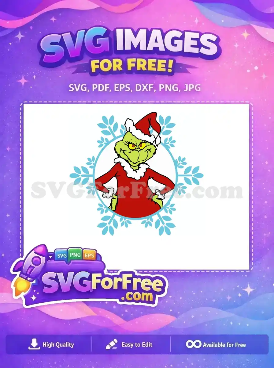 Free Grinch with Snowflake Free Red Outfit How The Grinch Stole Christmas Free SVG