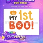 Free Pumpkin Bats Ghost First Boo Holidays Free SVG - Instant Download