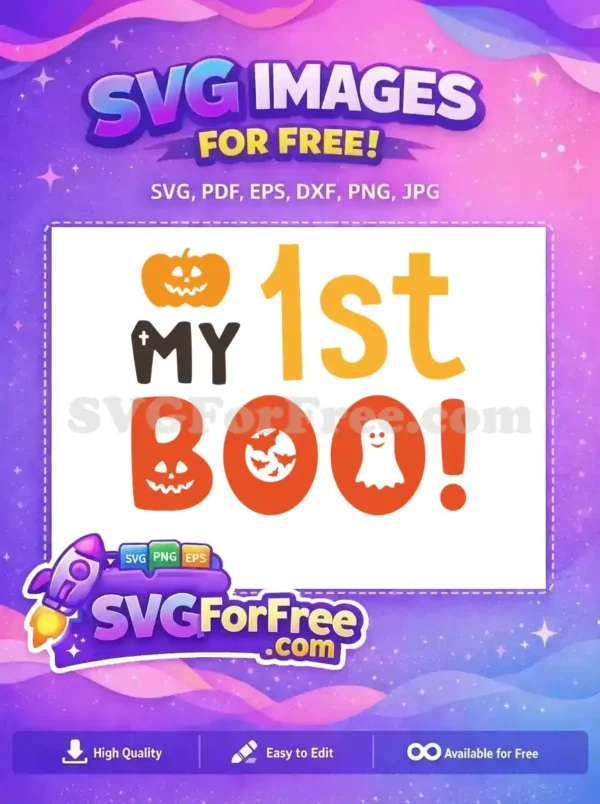 Free Pumpkin Bats Ghost First Boo Holidays Free SVG