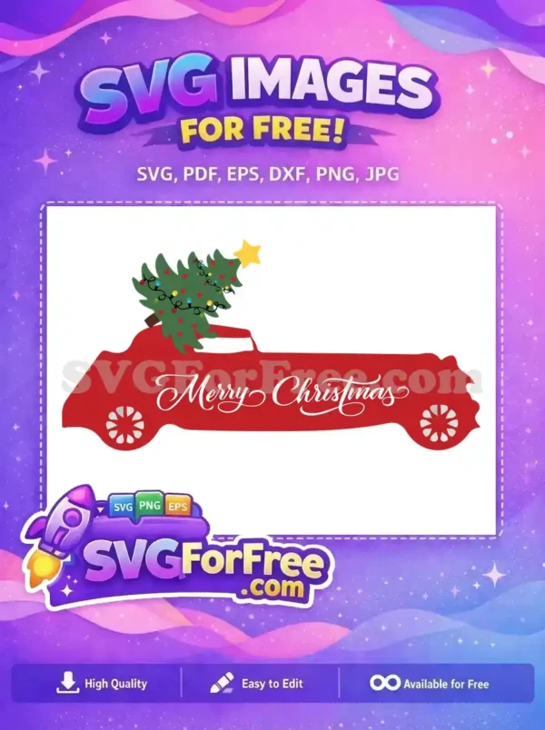 Free Red Truck Free Christmas Tree Merry Christmas Free SVG 7