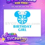 Free Blue Mouse Crown Free Snowflake Birthday Girl Free SVG - Instant Download