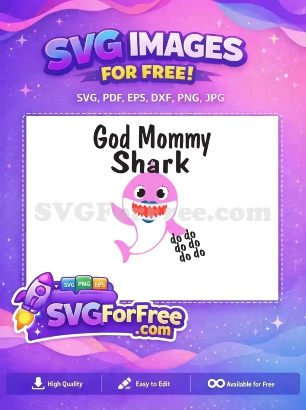 Free Pink Mommy Shark Smiling Free God Mommy Shark Easter Free SVG