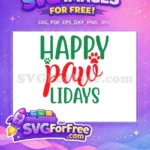 Free Green Paw Print Free Red Paw Holidays Free SVG - Instant Download