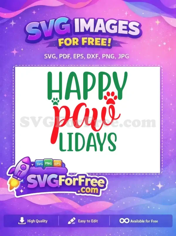 Free Green Paw Print Free Red Paw Holidays Free SVG