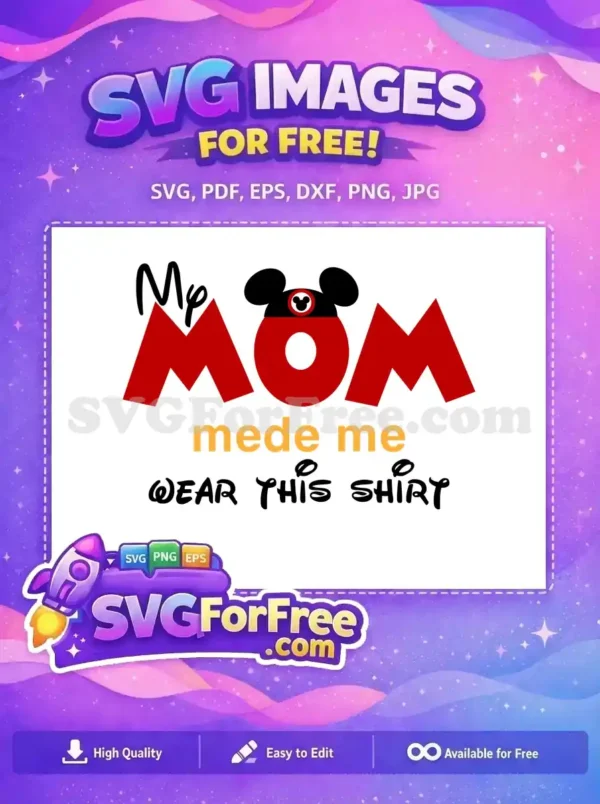 Free Mickey Mom Red Design Free Yellow Text Design Free SVG