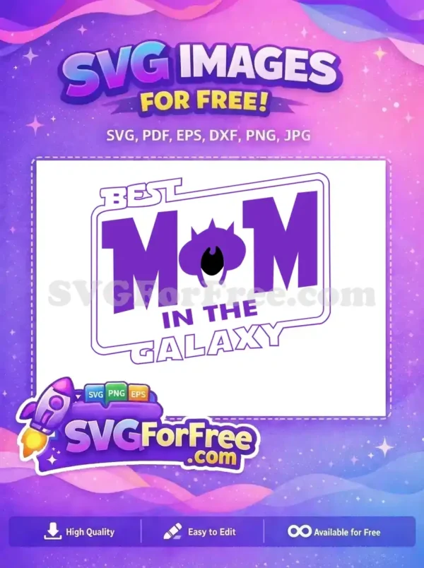 Free Purple Alien Best Mom Free Galaxy Gift Free SVG