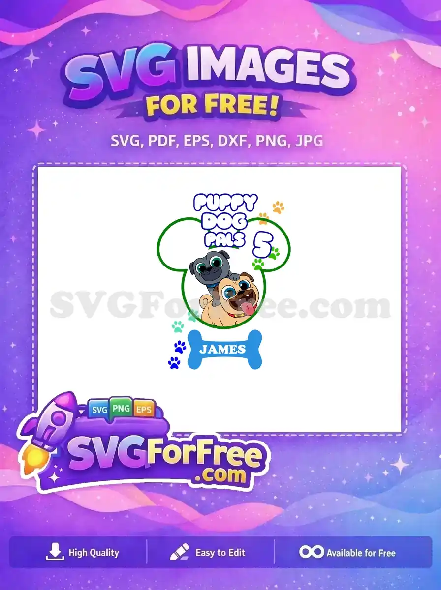Free Smiling Puppy Dog Pals Number 5 Free Bone Free SVG
