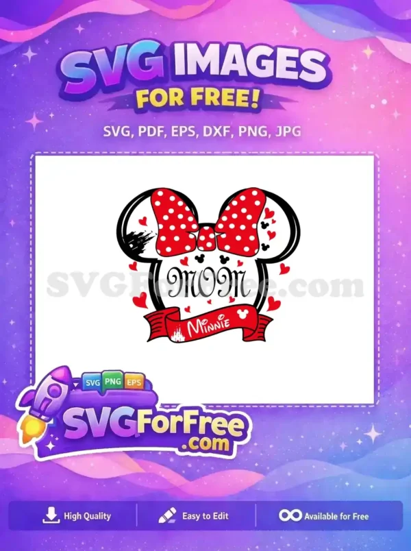 Free Polka Dot Bow Free Mom Minnie Mouse Christmas Free SVG