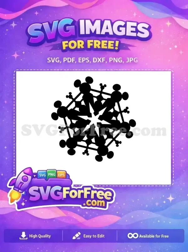 Free Mickey Snowflake Free Christmas Black Silhouette Free SVG Free Mickey Snowflake Free Christmas Black Silhouette Free SVG