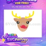 Free Yellow Antlers Free Red Nose Reindeer Christmas Free SVG - Instant Download