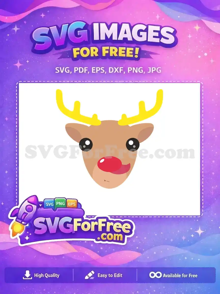 Free Yellow Antlers Free Red Nose Reindeer Christmas Free SVG