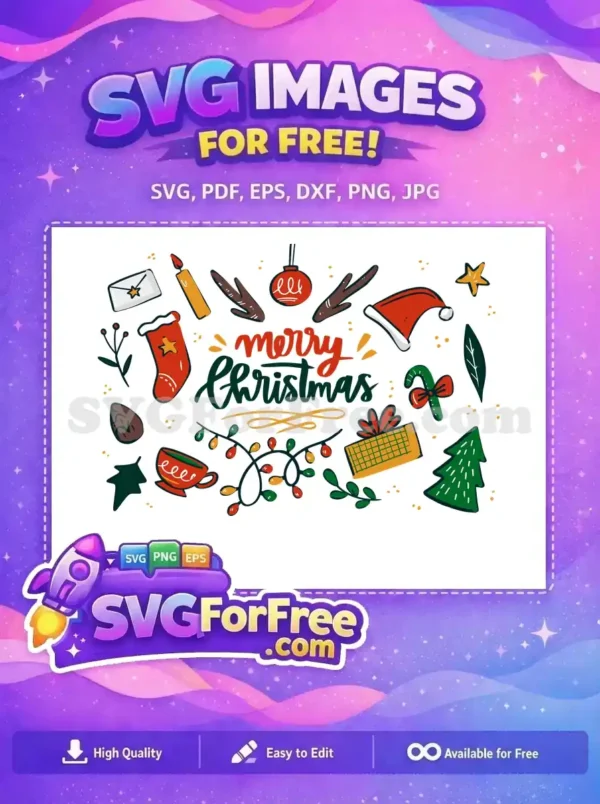 Free Festive Ornament Free Red Stocking Merry Christmas Free SVG