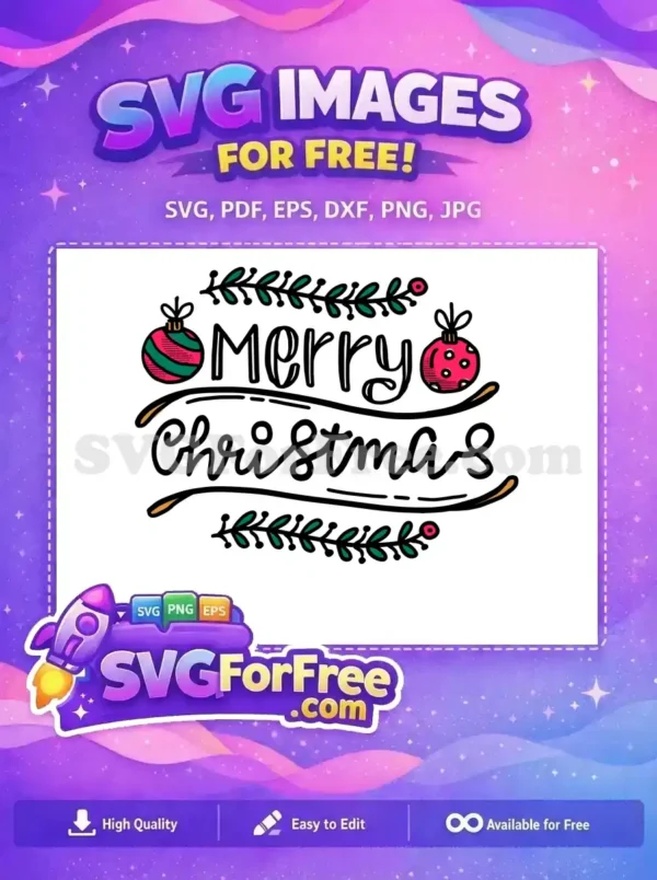 Free Ornament Detail Free Branch Detail Merry Christmas Free SVG