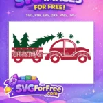 Free Red Car Free Christmas Tree Holidays Christmas Free SVG - Instant Download