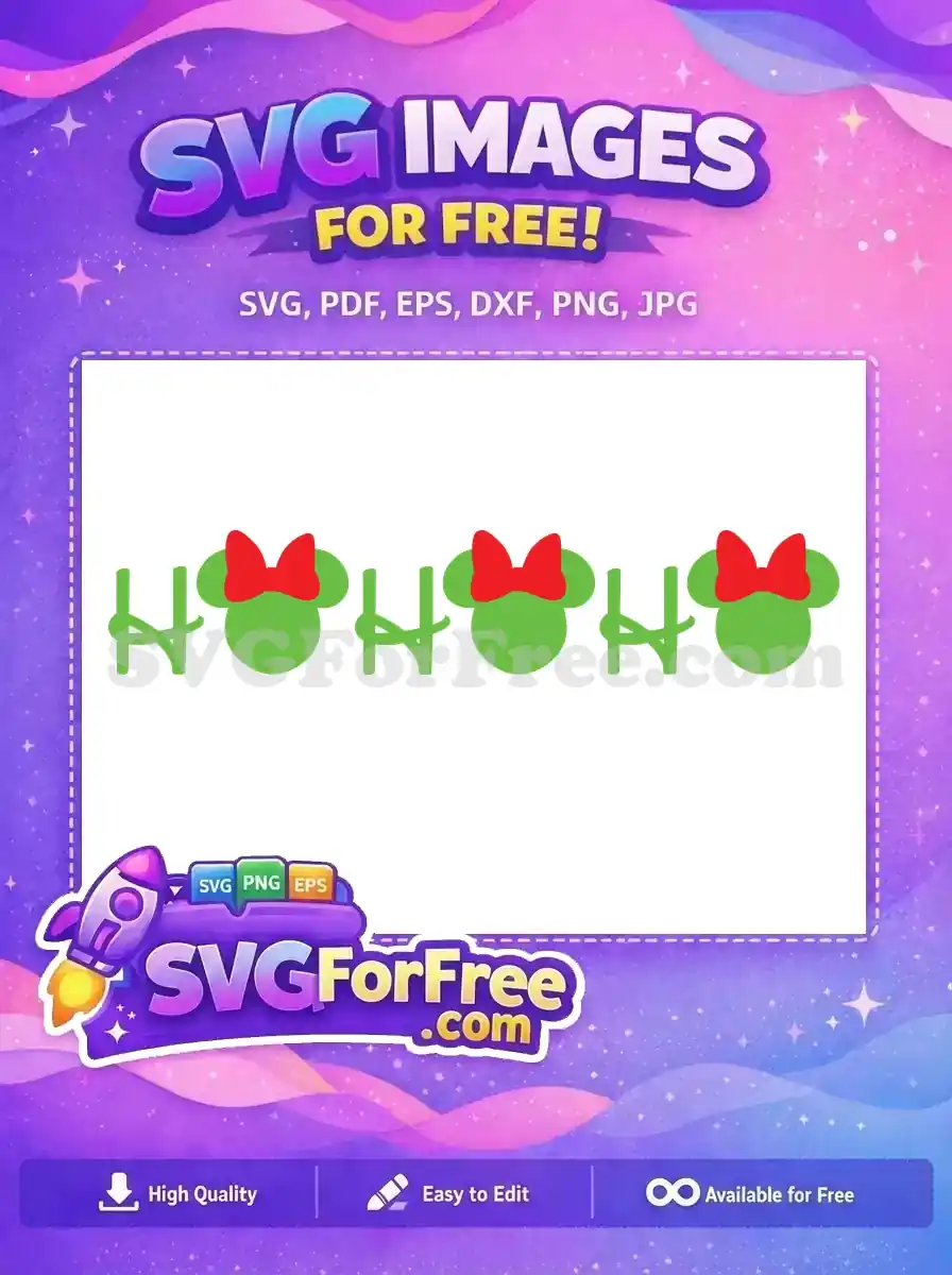 Free Green Minnie Head Free Red Bow Holidays Free SVG