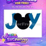 Free Blue Joy Letters Free Mouse Ears Holidays Free SVG - Instant Download