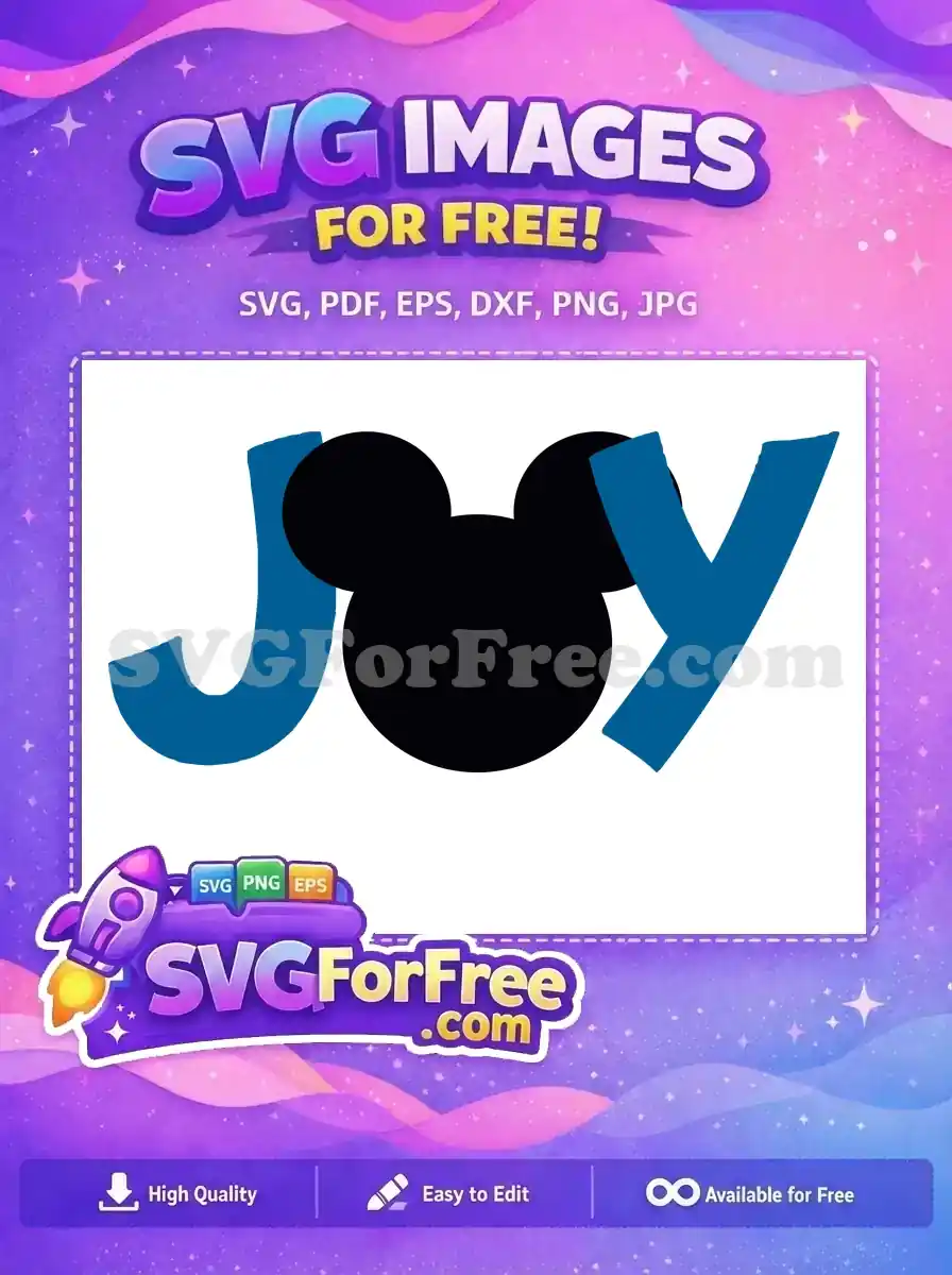 Free Blue Joy Letters Free Mouse Ears Holidays Free SVG