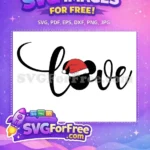 Free Red Santa Hat Free Black Love Mickey Christmas Free SVG - Instant Download