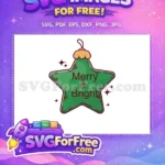 Free Green Star Bauble Free Merry and Bright Christmas Free SVG - Instant Download
