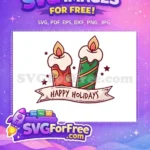 Free Polka Dot Candles Free Striped Candles Happy Holidays Free SVG - Instant Download
