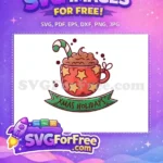 Free Red Star Mug Free Candy Cane Xmas Holidays Free SVG - Instant Download