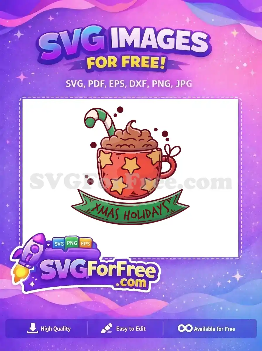 Free Red Star Mug Free Candy Cane Xmas Holidays Free SVG