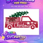Free Truck Tree Stars Free Merry Christmas Scene Free SVG - Instant Download