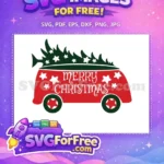Free Star Accents Free Christmas Tree Red Van Free SVG - Instant Download