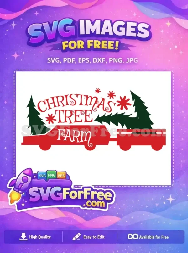 Free Red Truck Free Christmas Tree Farm Scene Free SVG Free Red Truck Free Christmas Tree Farm Scene Free SVG