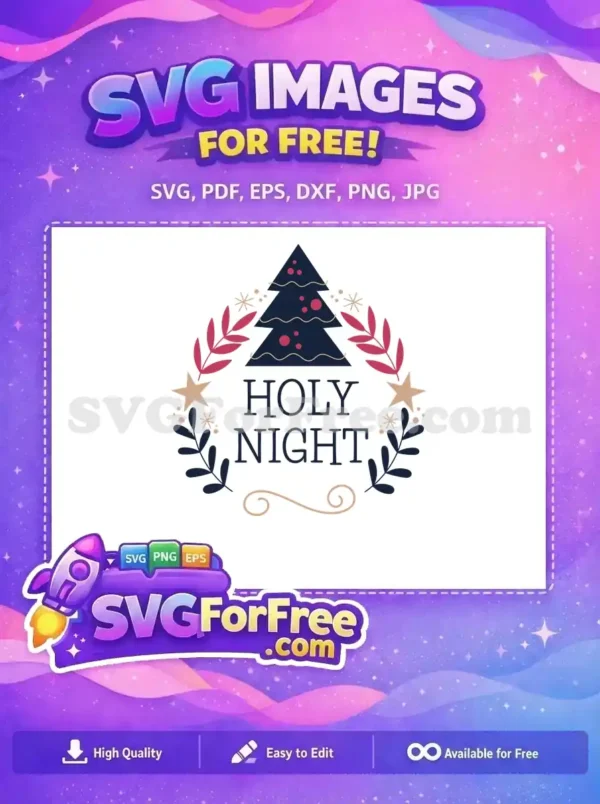 Free Decorated Tree Free Floral Accents Holy Night Free SVG