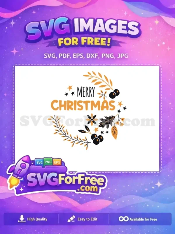 Free Orange Stars Free Berries Merry Christmas Design Free SVG