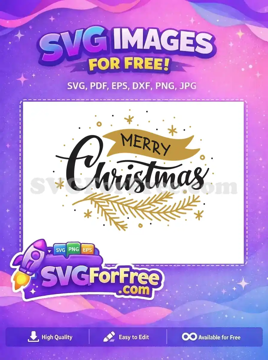 Free Black Script Free Gold Banner Christmas Free SVG