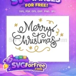 Free Black Script Free Gold Accents Merry Christmas Free SVG - Instant Download