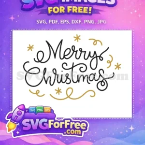 Free Black Script Free Gold Accents Merry Christmas Free SVG
