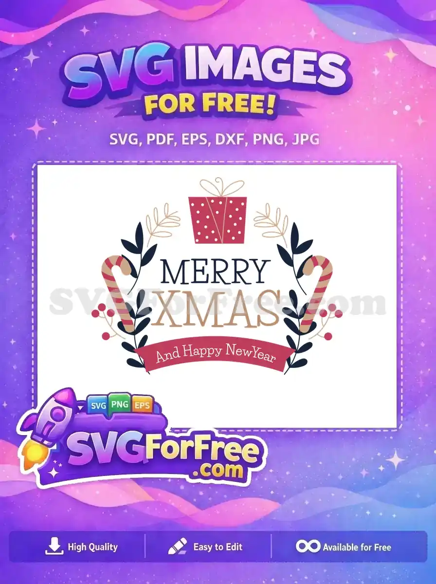 Free Candy Cane Free Gift Merry Xmas New Year Free SVG