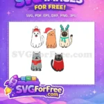 Free Colorful Cats Wearing Holiday Accessories Free Christmas Easter Free SVG - Instant Download