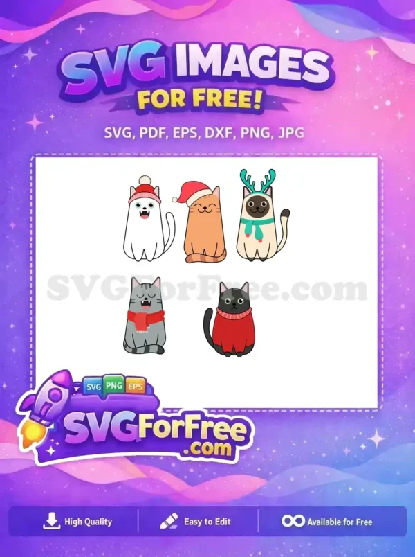 Free Colorful Cats Wearing Holiday Accessories Free Christmas Easter Free SVG