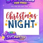 Free Red Christmas Free Stars Blue Night Free SVG - Instant Download