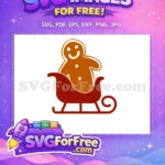 Free Smiling Gingerbread Free Holiday Sleigh Christmas Free SVG - Instant Download