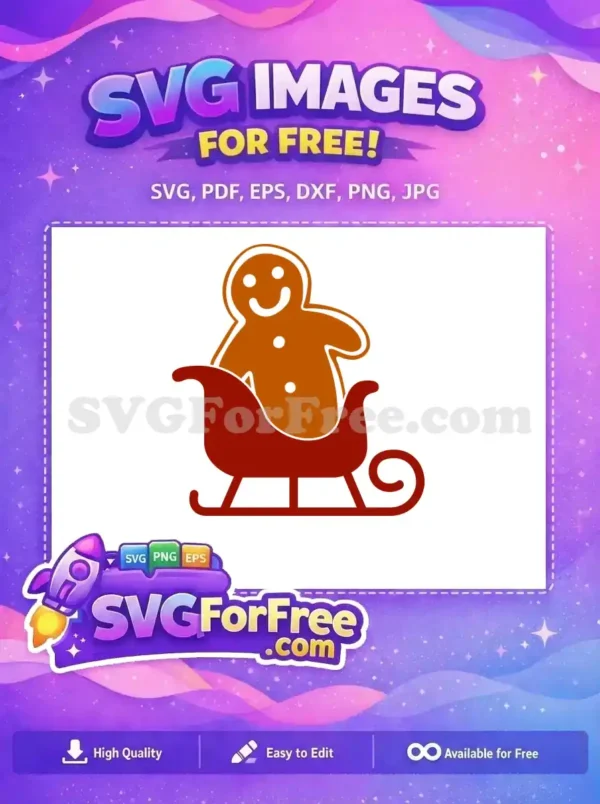 Free Smiling Gingerbread Free Holiday Sleigh Christmas Free SVG