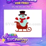 Free Snowman Red Scarf Free Sleigh Christmas Free SVG - Instant Download