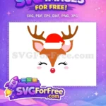 Free Eyelash Reindeer Free Red Hat Christmas Free SVG - Instant Download