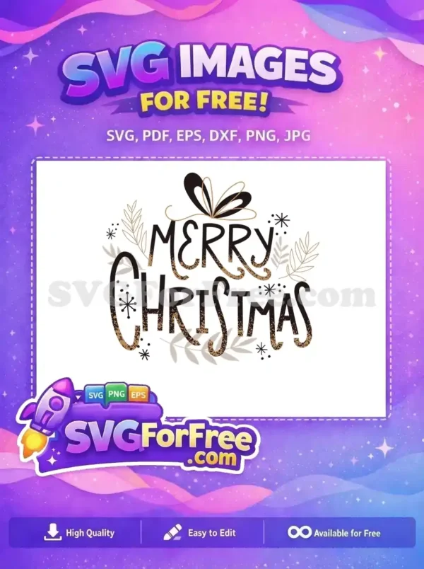 Free Brown Merry Christmas Letters Free Gift Box Holidays Free SVG